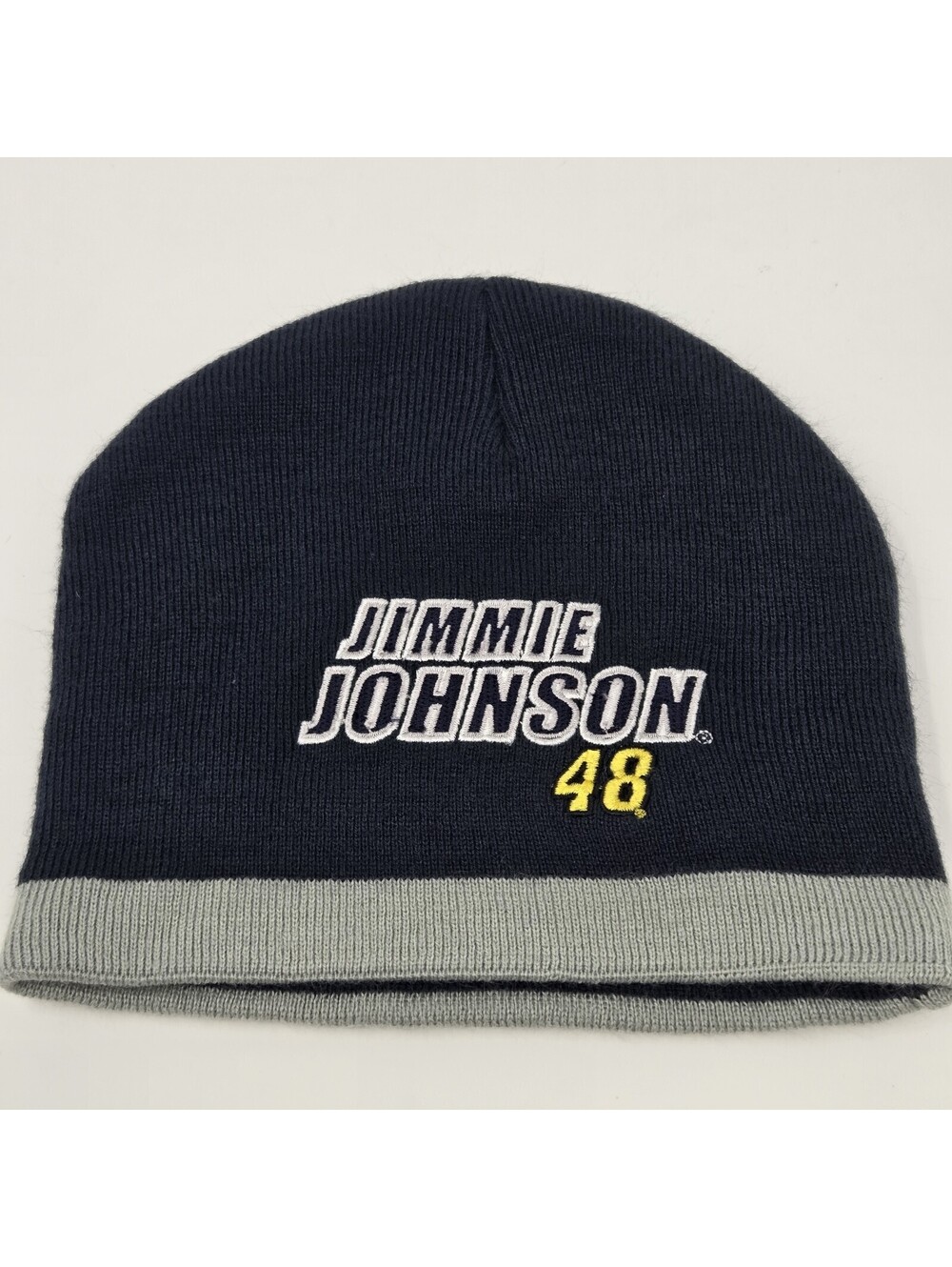 Jimmie Johnson 48 NASCAR Beanie Hat Winners Circle Knit Cap Navy Gray Acrylic